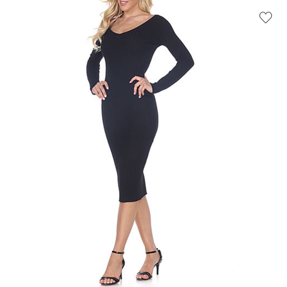 SOLD! White Mark Long Sleeve Knit Bodycon Midi Dress